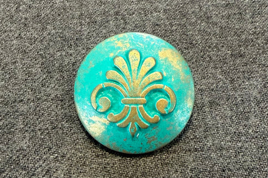 Bouton à queue vert et cuivre