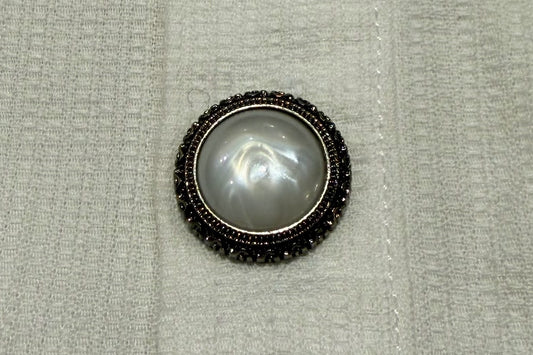 Bouton à queue orné en argent et perle (lot de 6)