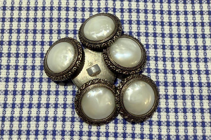 Bouton à queue orné en argent et perle (lot de 6)