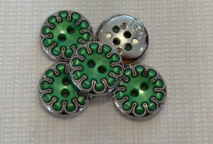 Bouton motif floral avec détails argentés